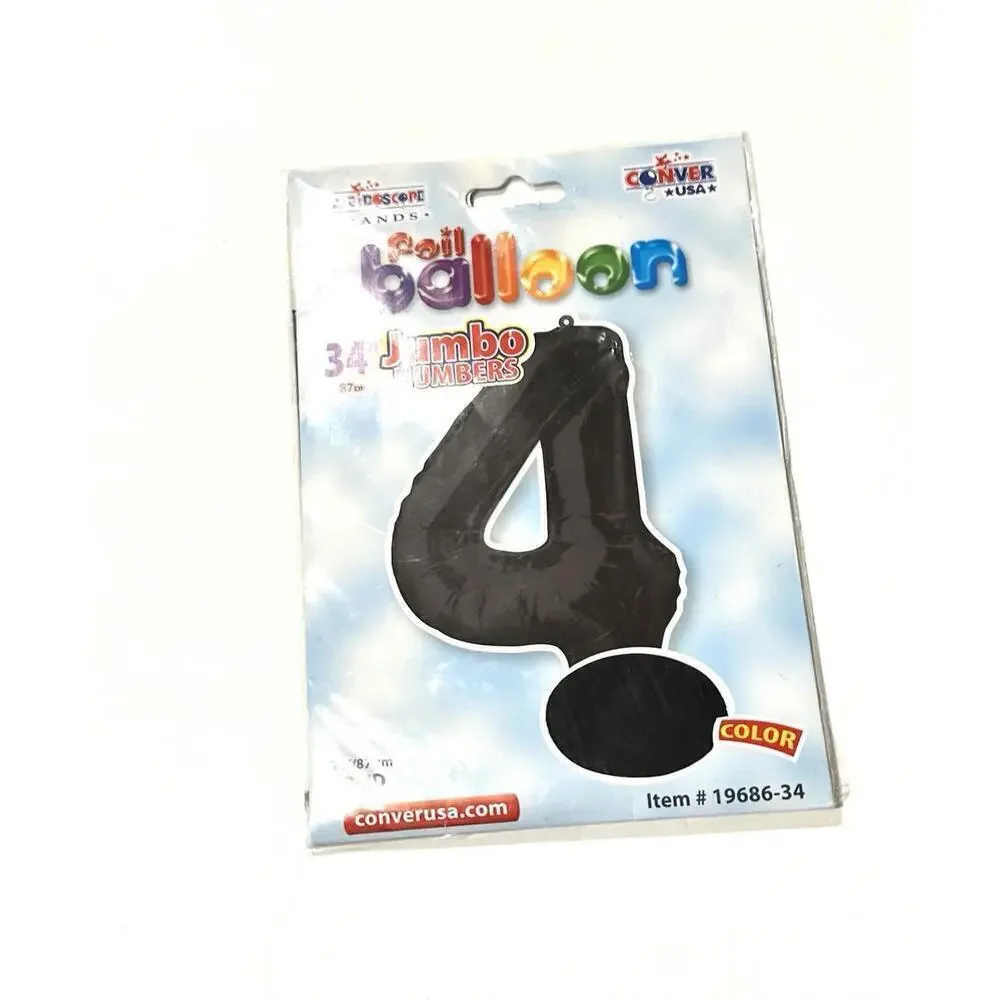 Kaleidoscope Brands - Jumbo Number 4 Black Foil Balloon 34